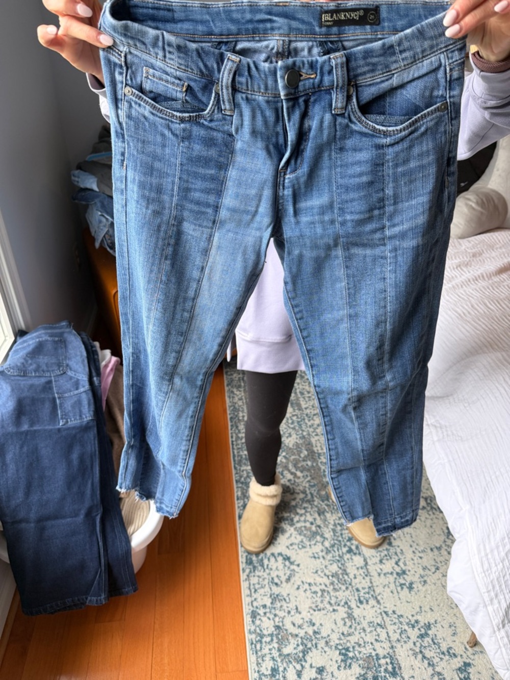 Blank NYC Medium Blue Cropped Ankle Jeans with Front Seams